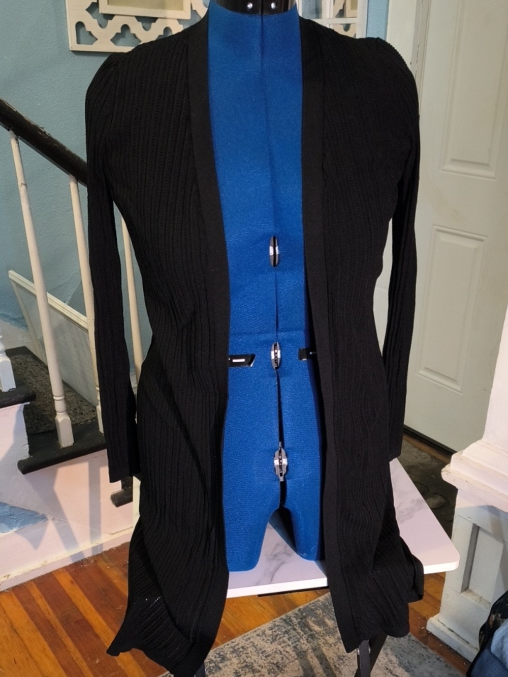 White House Black Market Black Open-Front Ribbed Long Cardigan - Women
